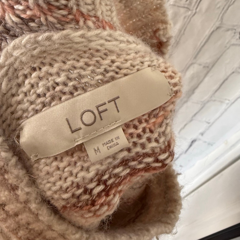 LOFT wool-blend Mock Neck Popcorn Stripe Sweater - Picture 7 of 8